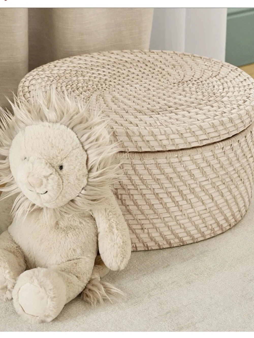 Pottery Barn Kids Cream Plush Lion with Fluffy Mane